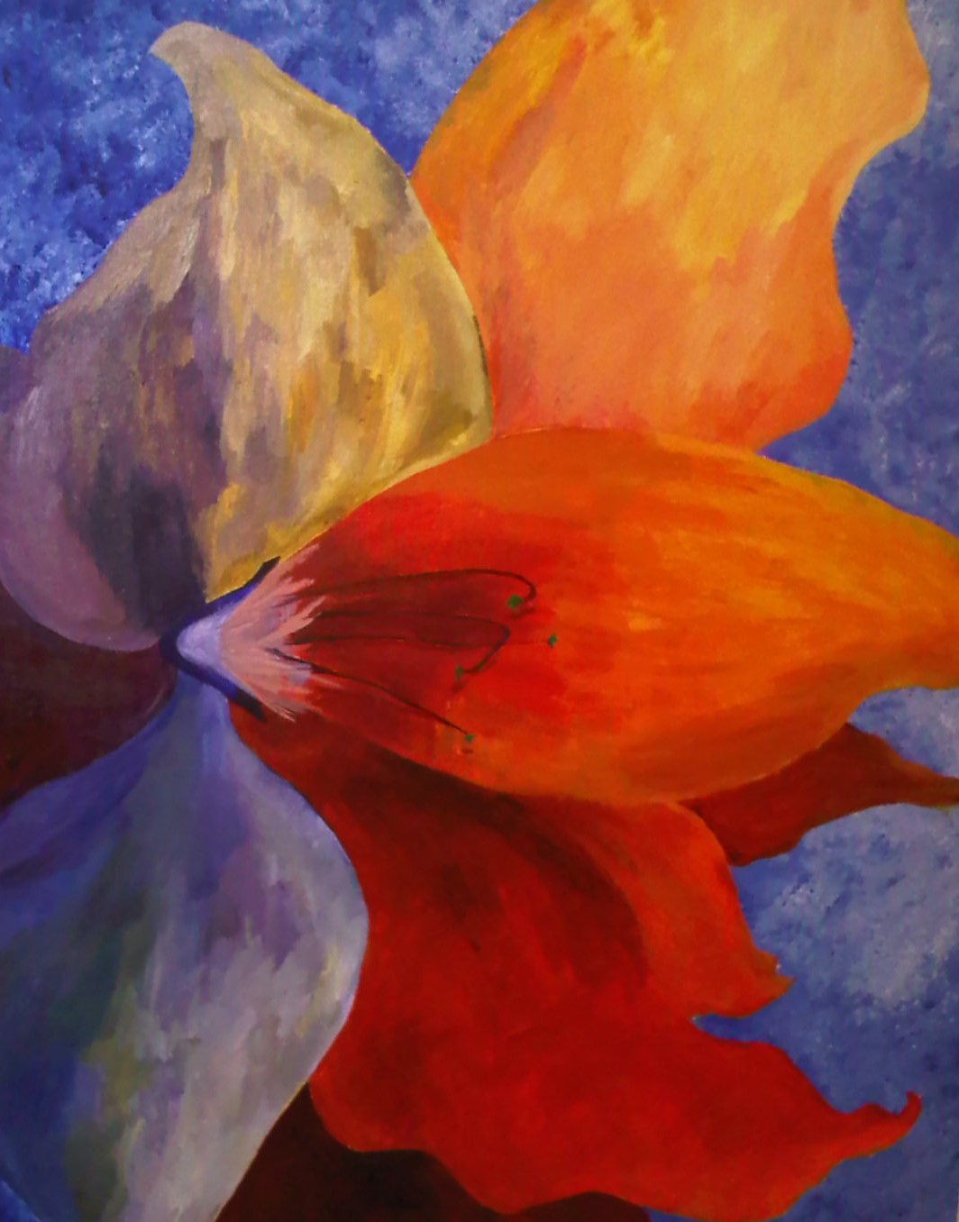 large scale oil painting of flowers